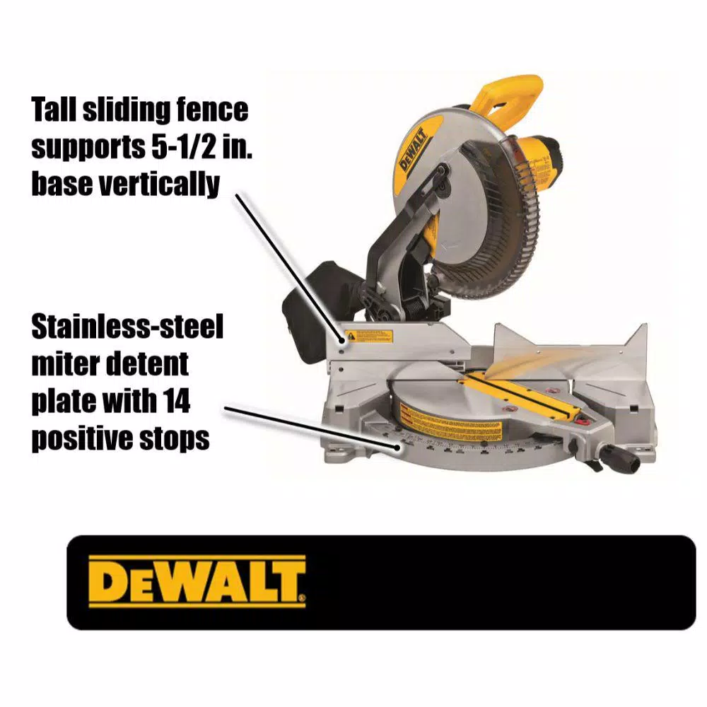 DEWALT 12 in. 15 Amp Corded Single Bevel Compound Miter Saw with Heavy-Duty Work Stand
