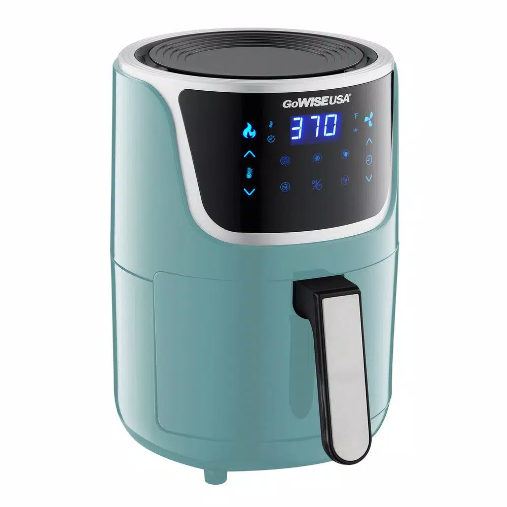GoWISE USA 2 Qt. Mini Digital Air Fryer with Touchscreen, Mint/Silver