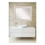 Amanti Art Alexandria 33 in. W x 27 in. H Distressed Whitewash Wood Framed Beveled Edge Bathroom Mirror thumbnail 5