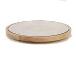 Mind Reader Round Bamboo Cheese Platter with Glass Top - Decorative Wooden Serving Tray thumbnail 5