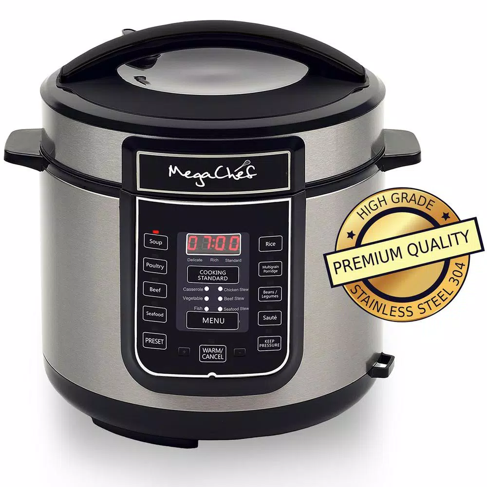 Megachef 6 Qt. Digital Electric Pressure Cooker with 14 Cooking Controls, Black