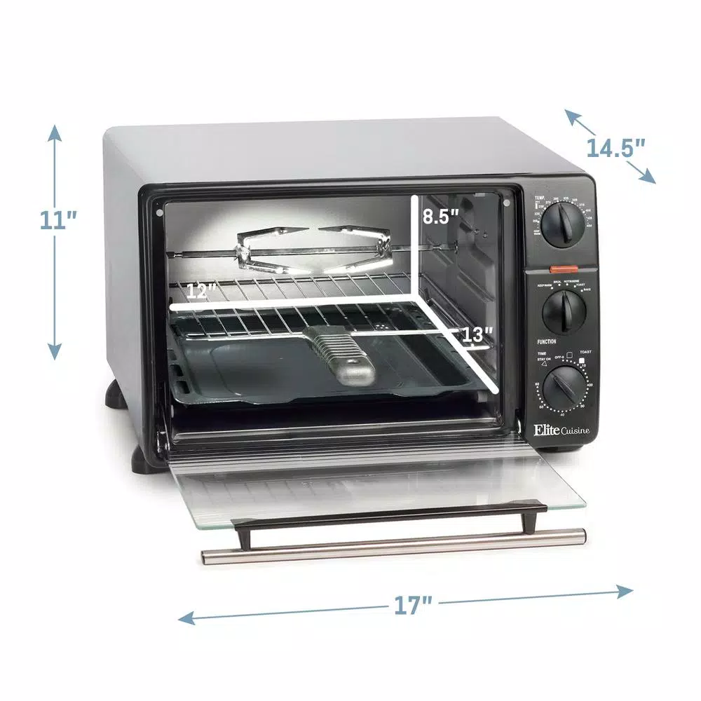 Maximatic 0.8 cu. ft. Black Toaster Oven Broiler with Rotisserie, 1500W
