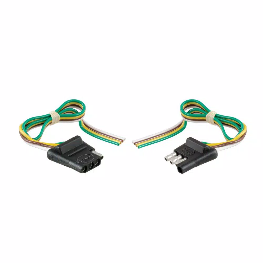 CURT 4-Way Flat Trailer Connector Kit with 12" Color-Coded Wires