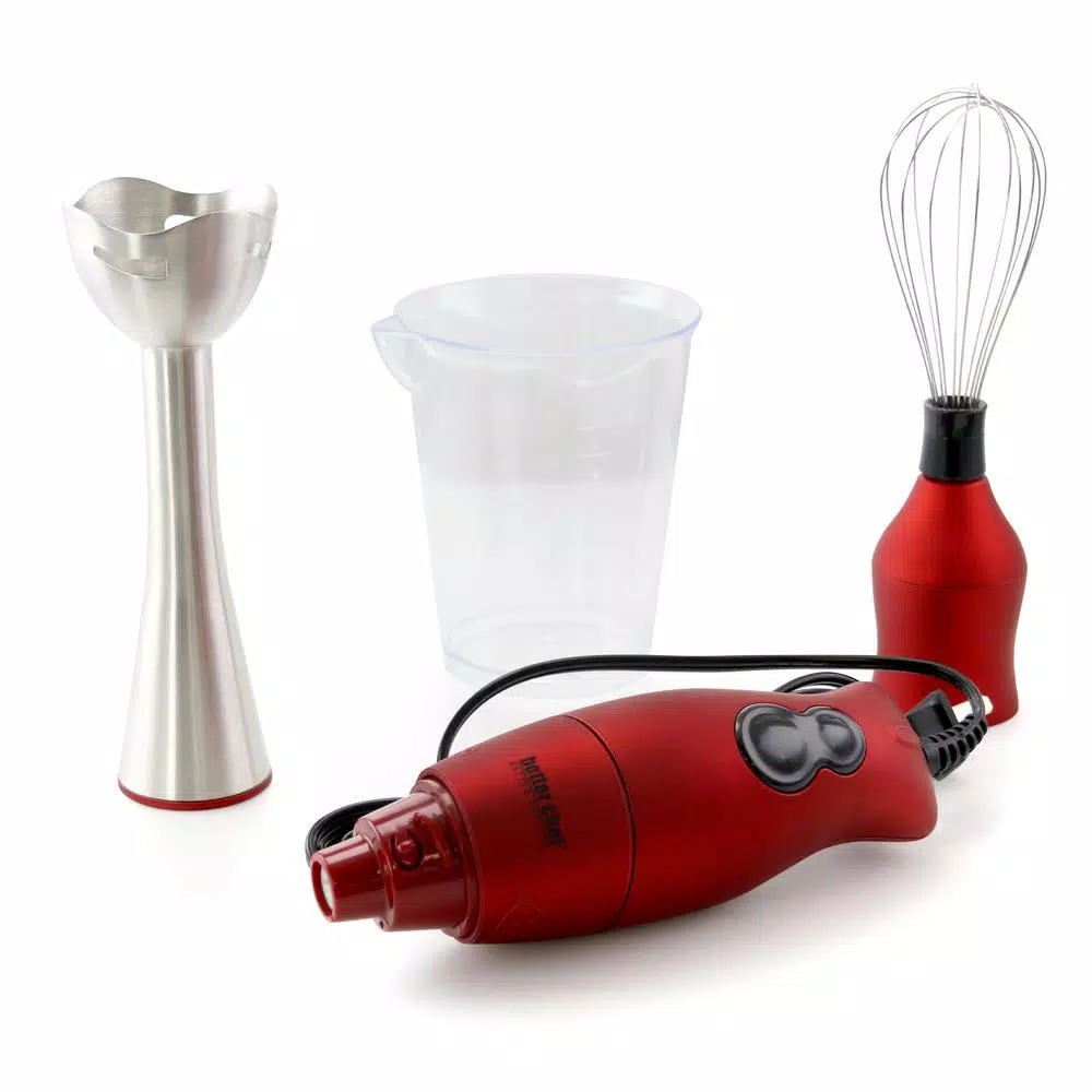 Better Chef DualPro 2-Speed Red Handheld Immersion Blender with Whisk Attachment