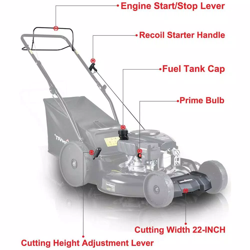 PowerSmart Power Smart 22 in. 3-in-1 Self-Propelled Gas Lawn Mower, 170 cc Engine, Rear-Wheel Drive