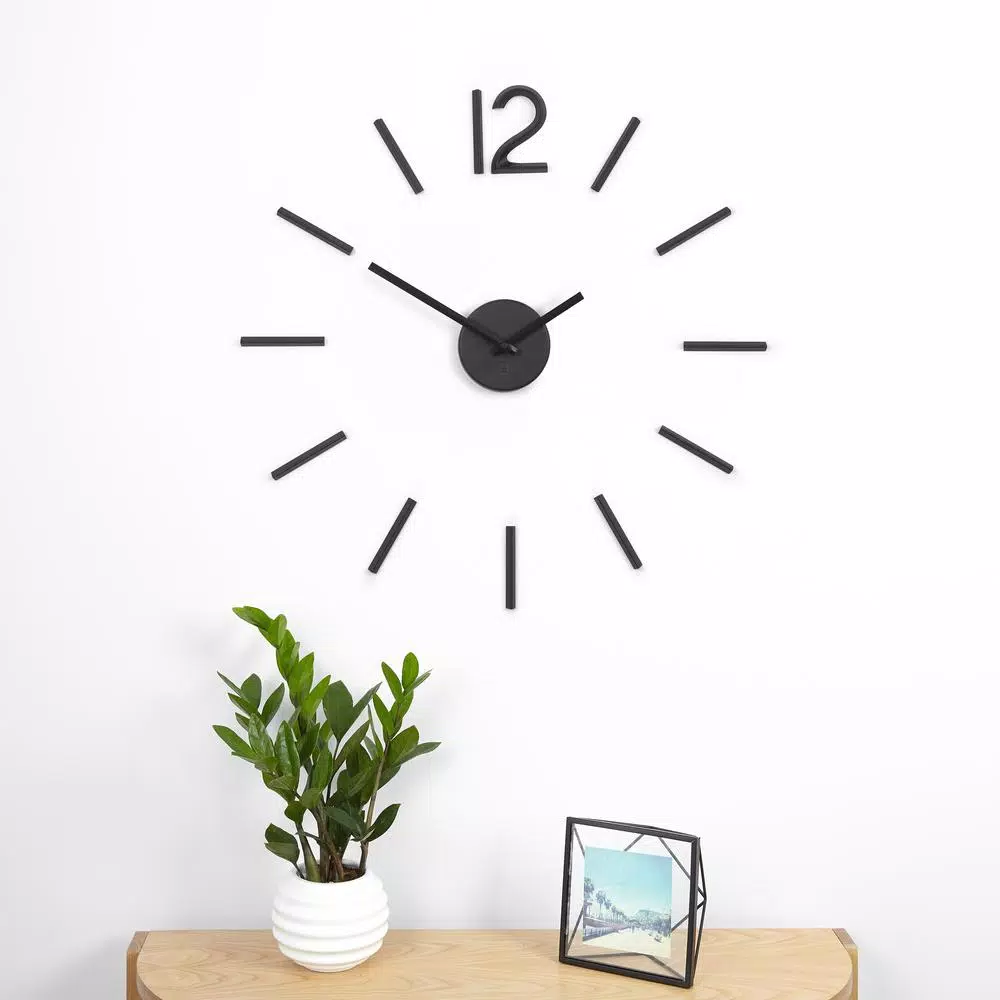 Umbra Blink Wall Clock - Modern Black Metal Oversized Customizable Clock Set