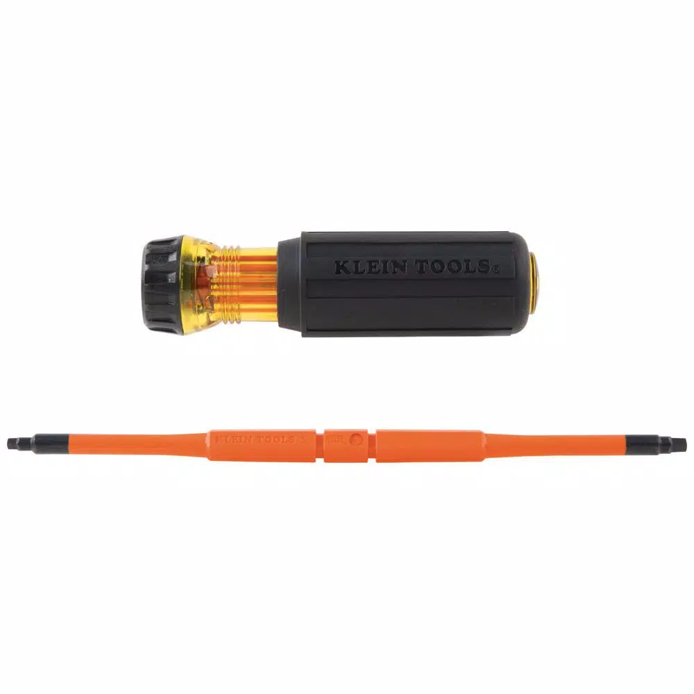Klein Tools 2-in-1 Insulated Flip-Blade Screwdriver, #1 and #2 Square Drive