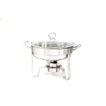 ExcelSteel 4 Qt. Professional Heavy Duty Stainless Steel Chafing Dish Set with Vented Glass Lid thumbnail 6