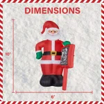 Fraser Hill Farm 10 ft. Santa Claus with Sign Christmas Inflatable with White Lights thumbnail 3