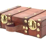 Vintiquewise Antique Style Small Mini Suitcase Decorative Wood and Faux Leather Treasure Box thumbnail 3