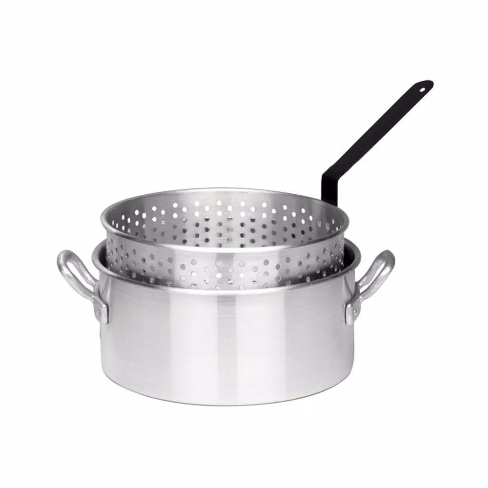 Bayou Classic 10 qt. Aluminum Fry Pot with Perforated Basket Set