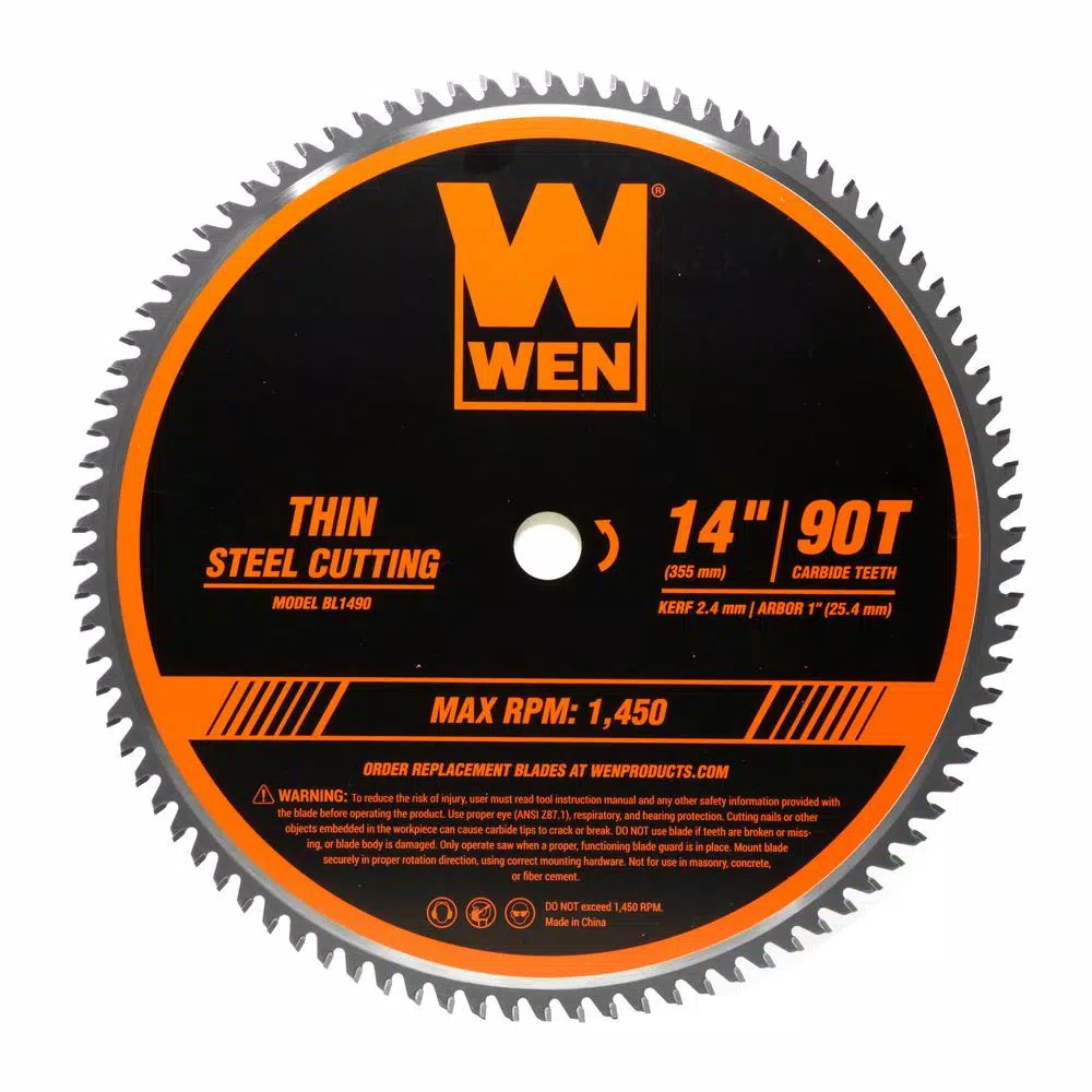 WEN 14 in. 90-Tooth Carbide-Tipped Metal Saw Blade for Thin Steel