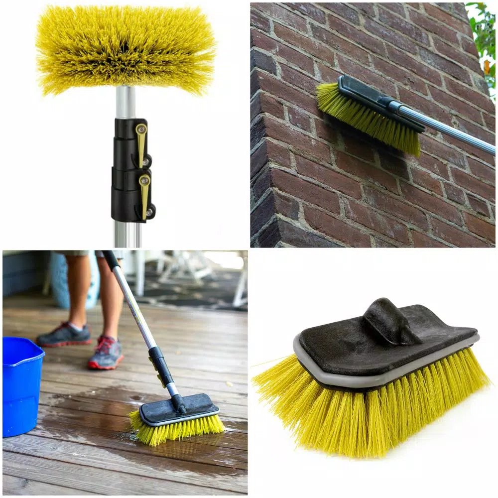 DocaPole Ultimate 3-Brush Kit with 12 ft. Extension Pole - Soft, Medium, and Hard Bristle Scrub Brushes
