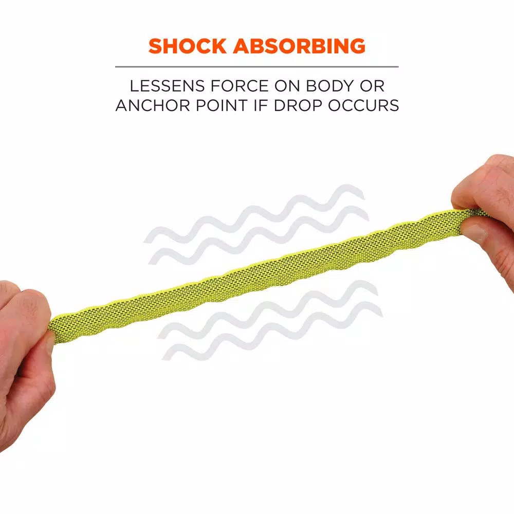 Ergodyne Squids 3100 Shock-Absorbing Tool Lanyard, Single Carabiner, Lime