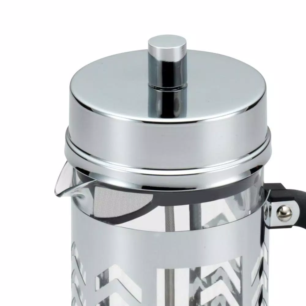 BonJour 8-Cup Chevron French Press, Borosilicate Glass and Stainless Steel