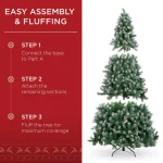 Best Choice Products 9 ft. Unlit Flocked Virginia Pine Artificial Christmas Tree with Pine Cones and Holly Berries thumbnail 4