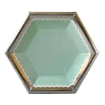 Sugar Plum Party SugarPlum Confection Hexagon Salad Plates, 16-Piece Mint with Silver Rim thumbnail 1