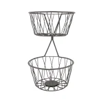 Spectrum Paxton 2-Tier Steel Fruit Basket Server, Industrial Gray thumbnail 3