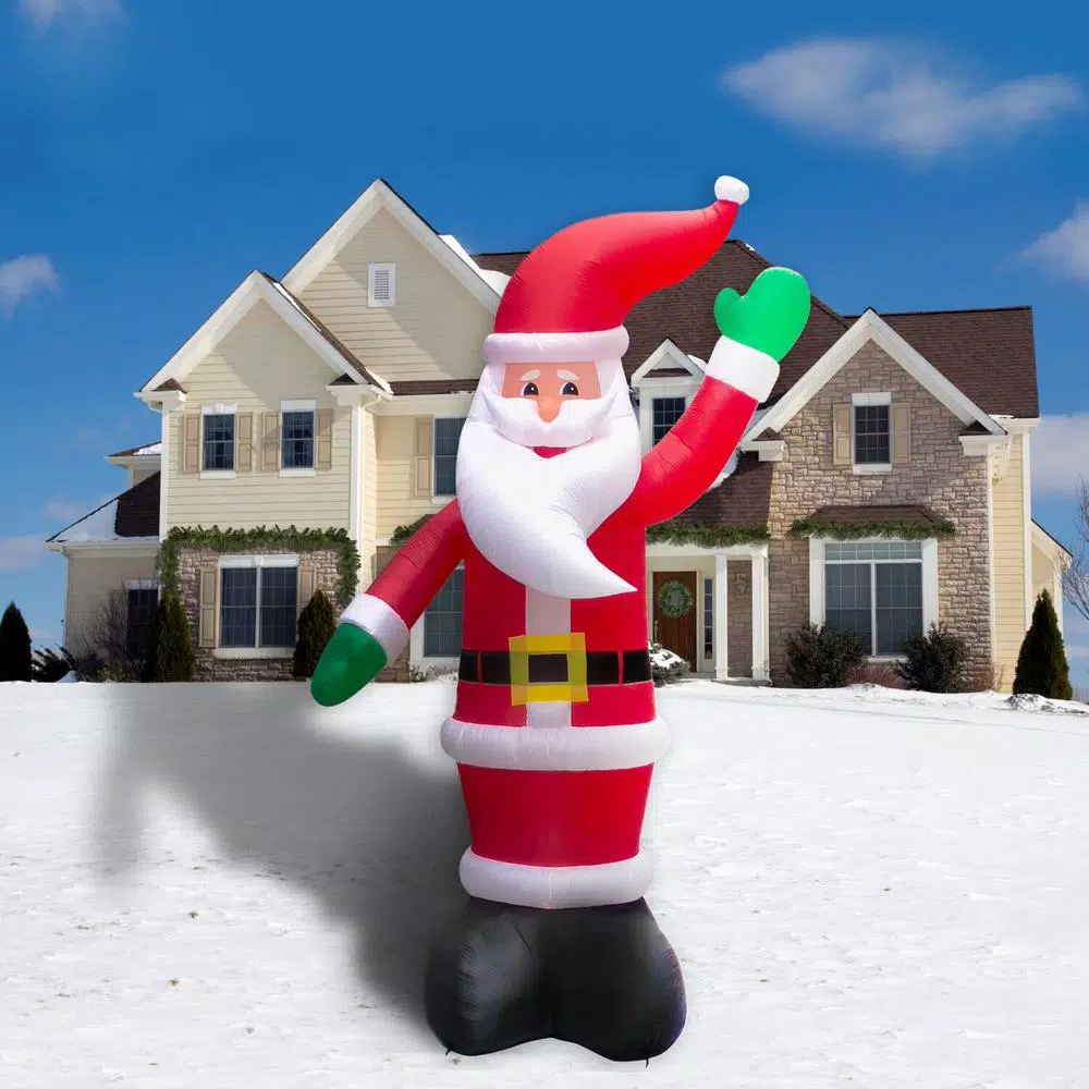 Fraser Hill Farm 20 ft. Pre-Lit Traditional Santa Christmas Inflatable