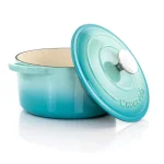 Crock-Pot Artisan 3 Qt. Enameled Cast Iron Dutch Oven with Lid, Aqua Blue thumbnail 2