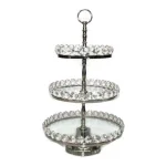 Heim Concept Silver 3-Tier Crystal and Stainless Steel Cake Stand, 20 in. H thumbnail 1