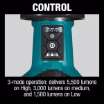Makita 18V X2 LXT Cordless/Corded LED Upright Area Light, 5500 Lumens thumbnail 8