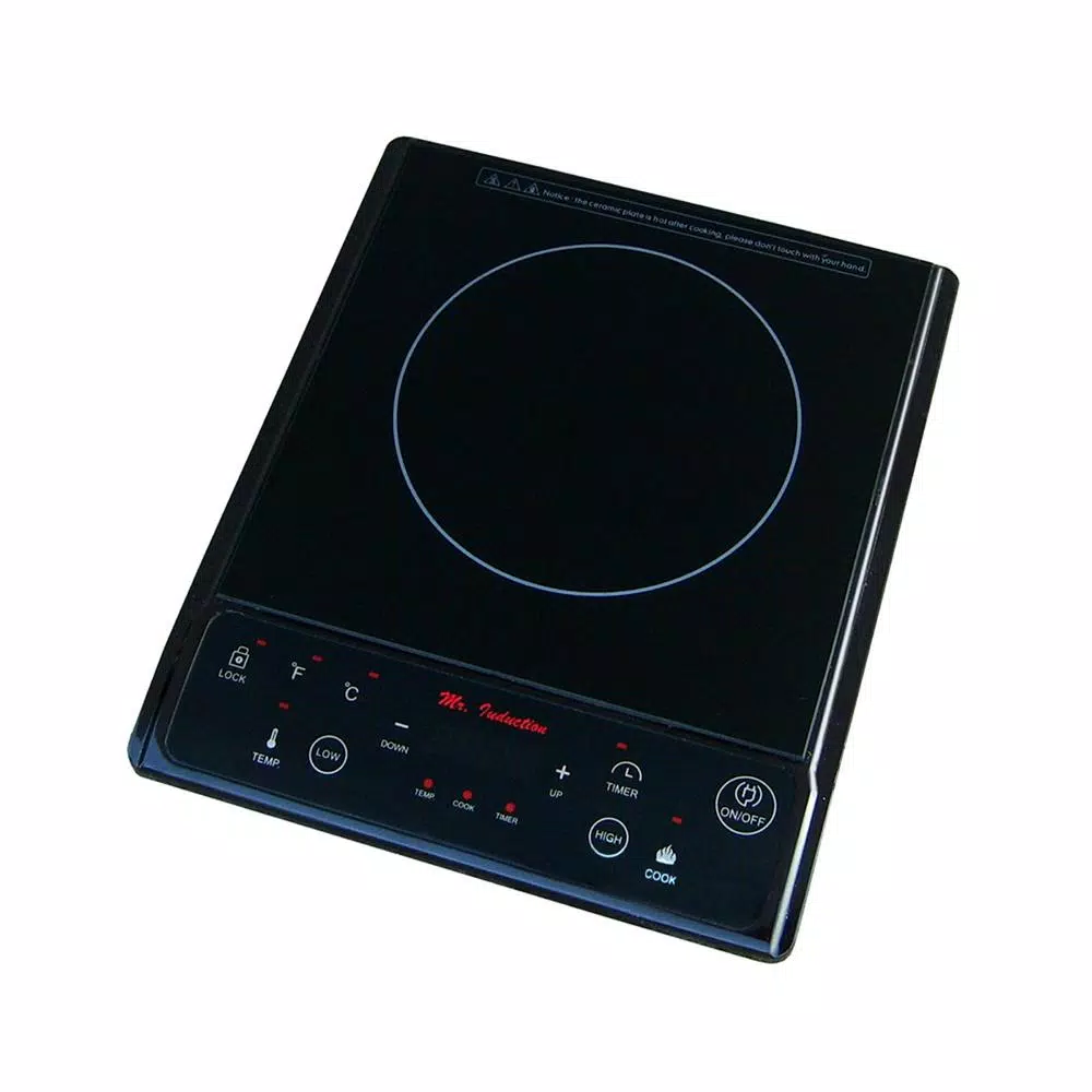 SPT 1300W Single Burner Induction Cooktop with 3.5L Stainless Steel Pot and Glass Lid, Black