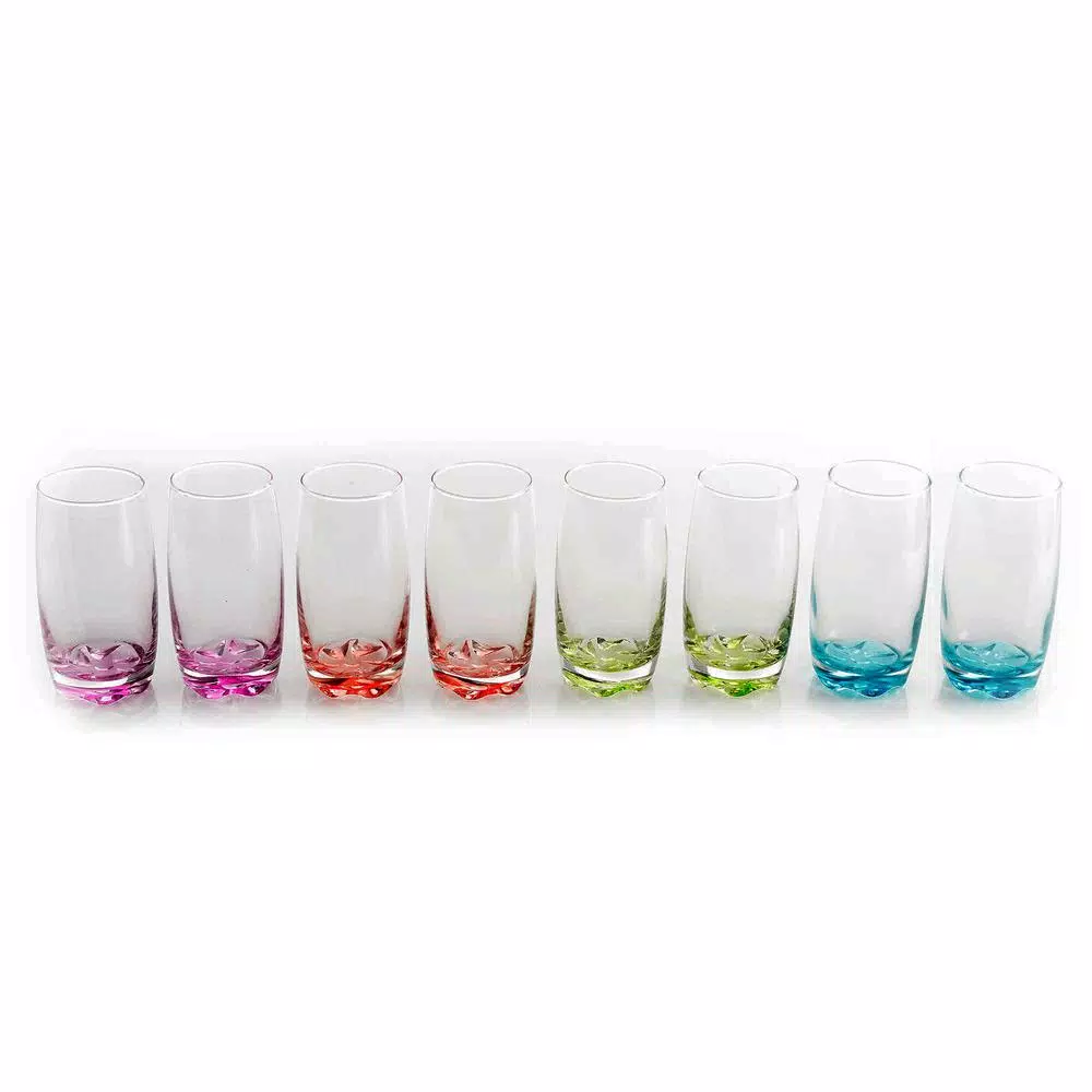 Gibson Home Karissa 8-Piece Assorted Colors Glass Tumbler Set, 13 oz.