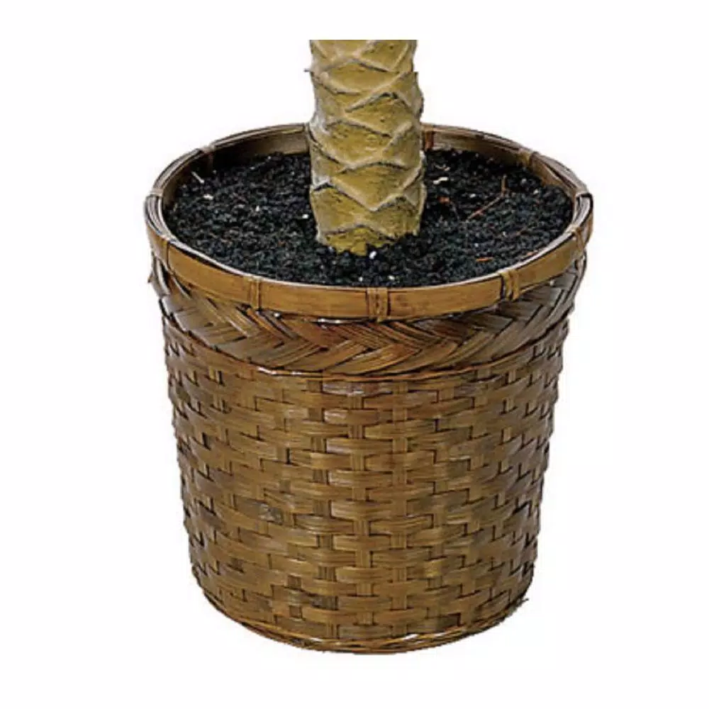 Nearly Natural 6 ft. Sago Palm Silk Tree with Wicker Basket