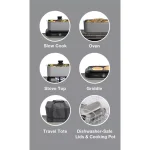 West Bend 5 Qt. Silver Non-Stick Versatility Slow Cooker with Griddle Base, Travel Lid and Thermal Tote thumbnail 6
