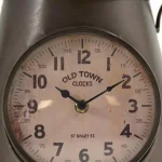 Zentique Dark Grey Distressed Iron Tea Kettle Shaped Analog Desk Clock thumbnail 5