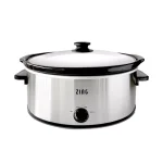 Zing 6 Qt Oval Stainless Steel Slow Cooker with Glass Lid and Removable Stoneware thumbnail 1