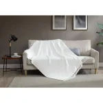 Unbranded MHF Home 50 in. x 60 in. 100% Cotton White Knit Throw Blanket with Tassels thumbnail 1