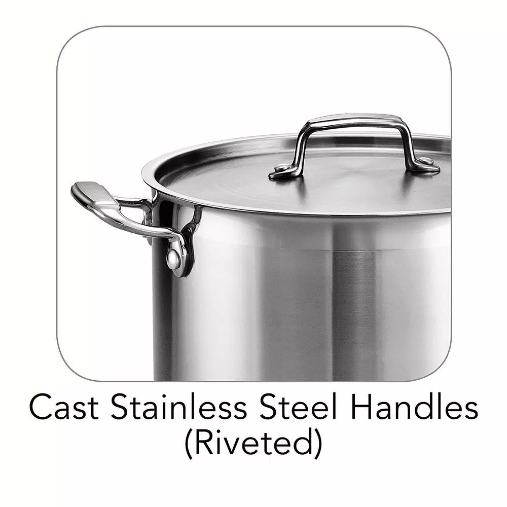Tramontina Prima 12 Qt. Stainless Steel Tri-Ply Stock Pot with Lid