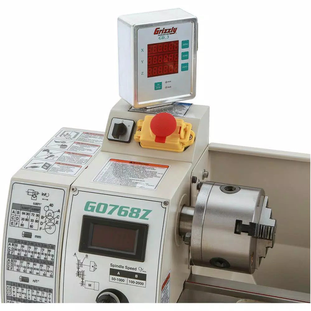 Grizzly Industrial 8 in. x 16 in. Variable-Speed Lathe with 3-Axis DRO