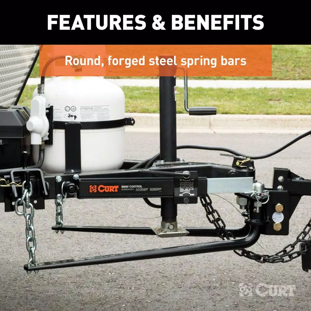 CURT MV Round Bar Weight Distribution Hitch, 8,000-10,000 lbs. GTW, 31-3/16 in. Bars