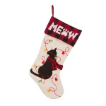 Glitzhome 21 in. LED Embroidered Dog Christmas Stockings, Cream Linen Polyester (2-Pack) thumbnail 3