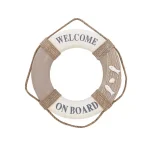 LITTON LANE 16 in. Coastal Living Decorative Life Ring Wall Decor - White & Brown Nautical Lifebuoy with Rope Hanger thumbnail 3