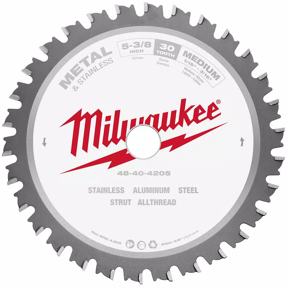 Milwaukee 5-3/8 in. 30T Carbide Metal & Stainless Steel Circular Saw Blade