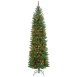 National Tree Company 6.5 ft. Kingswood Fir Pencil Artificial Christmas Tree with 250 Multicolor Lights thumbnail 1