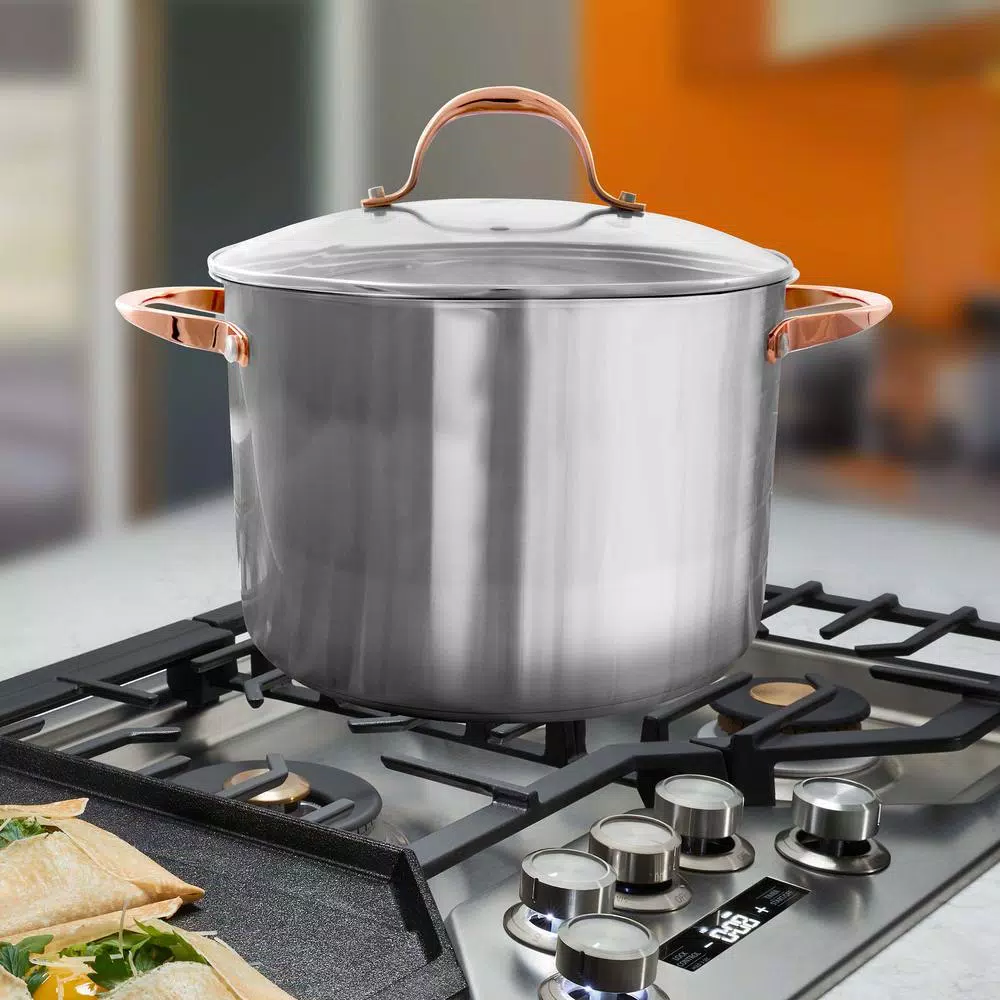 Oster Merrick 16 Qt. Stainless Steel Stock Pot with Glass Lid