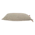 3R Studios Black & Beige Striped Cotton Ticking Lumbar Throw Pillow with Leather Trim, 24 x 16 in. thumbnail 4