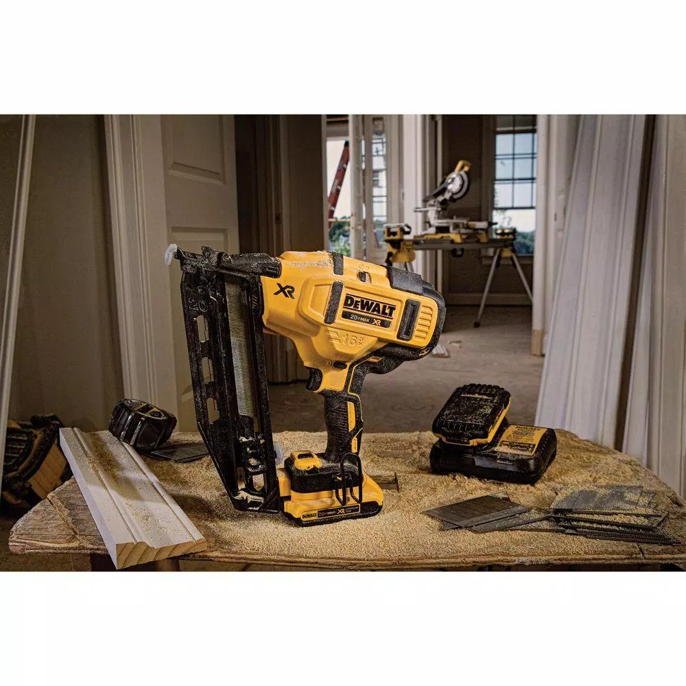 DEWALT 20V MAX 16-Gauge Cordless Angled Finish Nailer Kit with 2.0Ah Battery and Charger