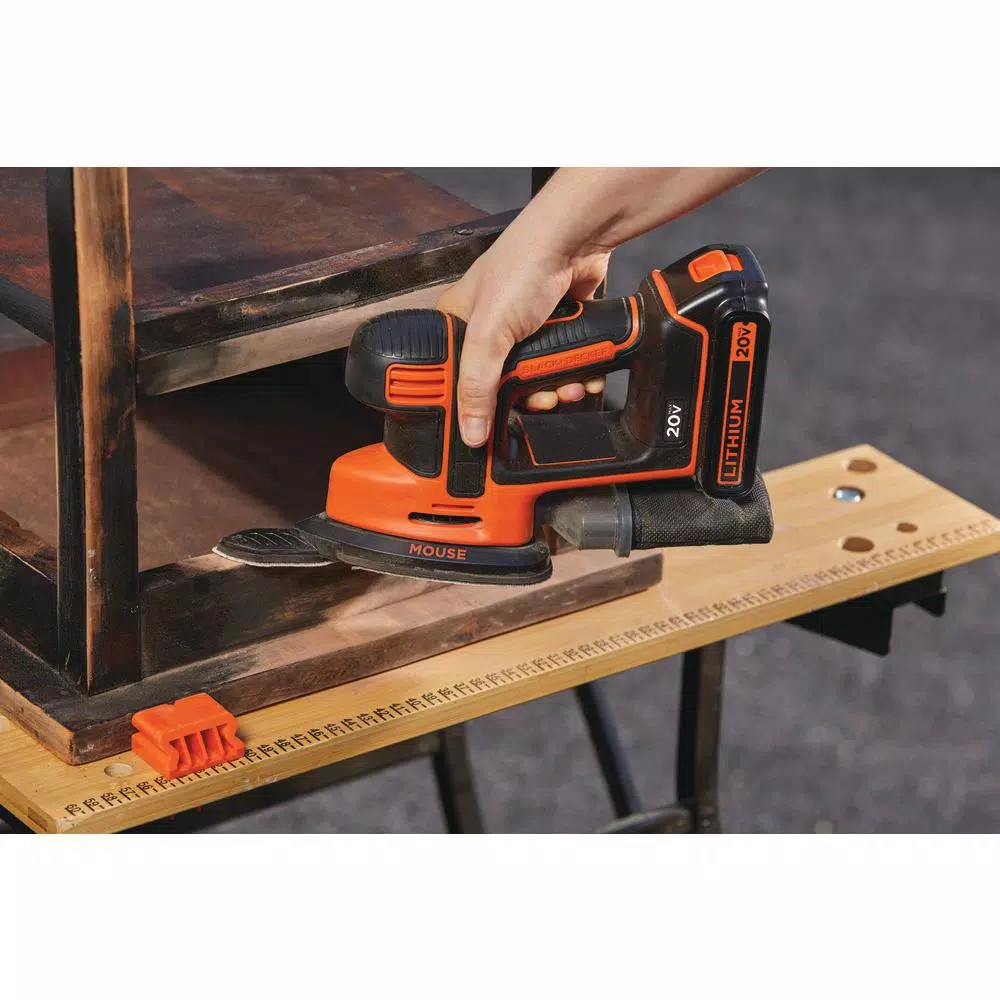 BLACK+DECKER 20V MAX Lithium-Ion Cordless Mouse Sander with 1.5 Ah Battery and Charger