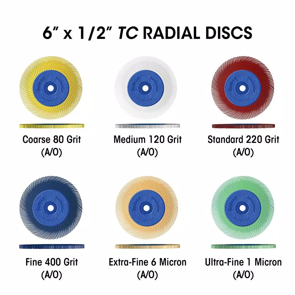 Dedeco Sunburst 8 in. TS Radial Discs, 80-Grit Coarse, 1 in. Arbor, 70-Pack