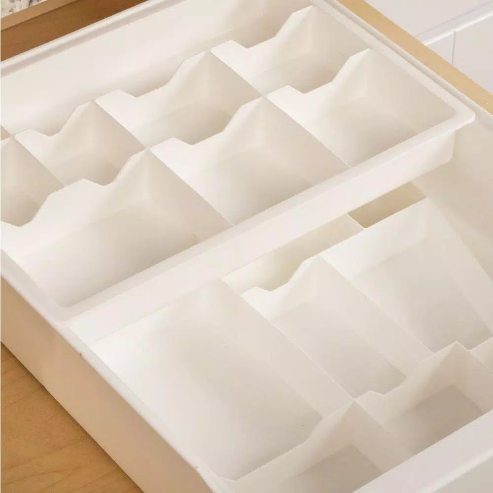 Real Solutions for Real Life White 6-Compartment 2-Tier Drawer Organizer for Office, Craft, and Kitchen Supplies