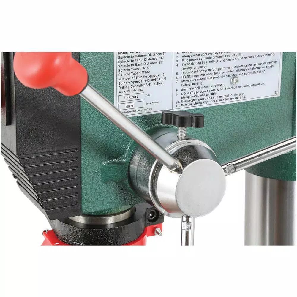 Grizzly Industrial 12-Speed Heavy-Duty Bench-Top Drill Press with 3/4 HP Motor