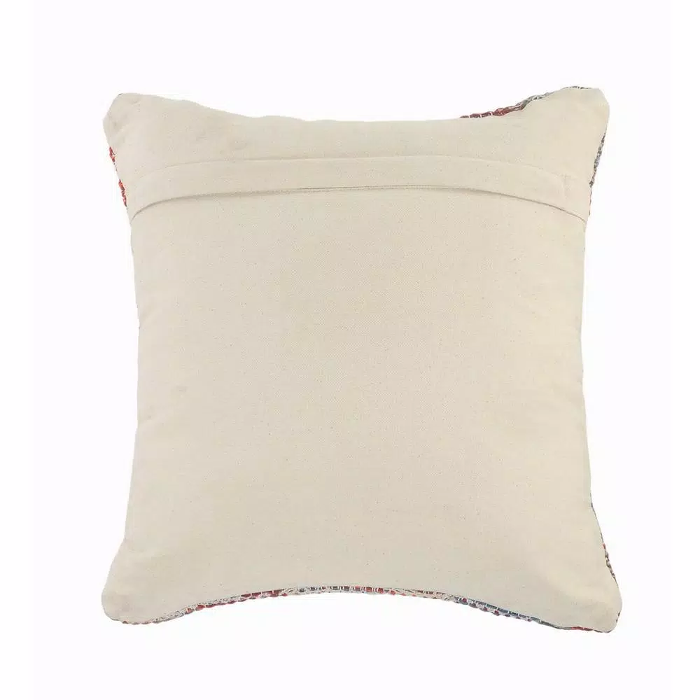 LR Home Southwestern Red Blue Gray Graphic Throw Pillow - 18 x 18 in. Cotton Square Accent Pillow