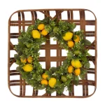 Unbranded 22 in. Greenery Lemon Wreath with 24 in. Bamboo Tobacco Basket thumbnail 1