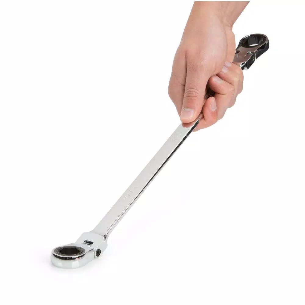 TEKTON 11/16 in. x 3/4 in. Extra Long Flex-Head Ratcheting Box End Wrench